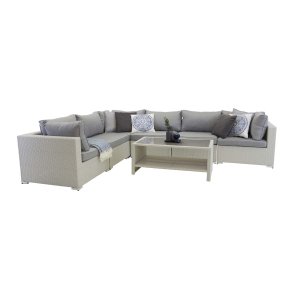 VENTURE DESIGN Amazon modul sofa havest 3+2+1 m. gr hynder - hvid rattan og aluminium 