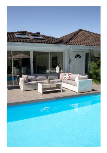VENTURE DESIGN Amazon modulsofa hagesett 3+2+1 m. gr puter - hvit rotting og aluminium 