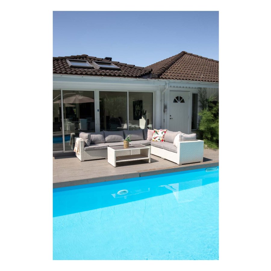 VENTURE DESIGN Amazon modulsofa hagesett 3+2+1 m. gr puter - hvit rotting og aluminium 