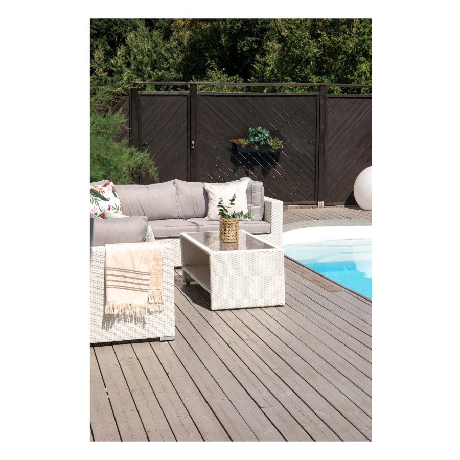 VENTURE DESIGN Amazon modulsofa hagesett 3+2+1 m. gr puter - hvit rotting og aluminium 