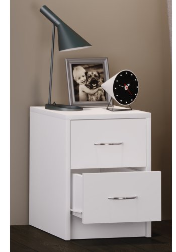 Boxal Mini Nachttisch, m. 2 Schubladen - weißes Holz