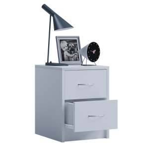 VCM NORDIC Boxal Mini sängbord, med 2 ldor - vitt trä