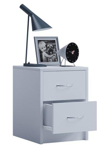 Boxal Mini Nachttisch, m. 2 Schubladen - weißes Holz