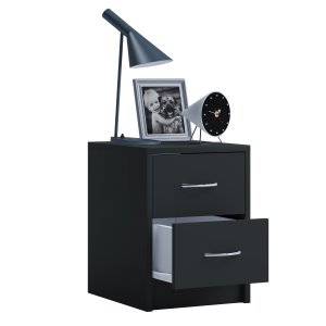 VCM NORDIC Boxal Mini sängbord, med 2 ldor - svart trä