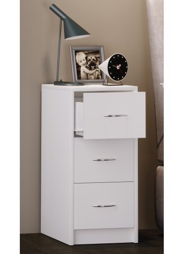 Boxal Maxi Nachttisch, m. 3 Schubladen - weißes Holz