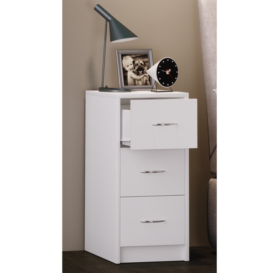 Boxal Maxi Nachttisch, m. 3 Schubladen - weißes Holz