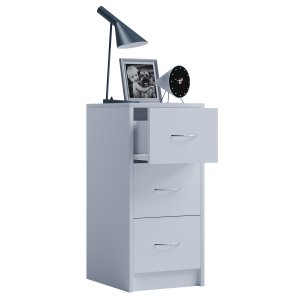 VCM NORDIC Boxal Maxi sängbord, med 3 ldor - vitt trä