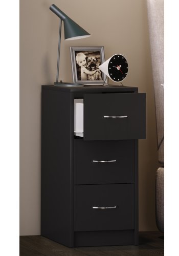 Boxal Maxi Nachttisch, m. 3 Schubladen - schwarzes Holz