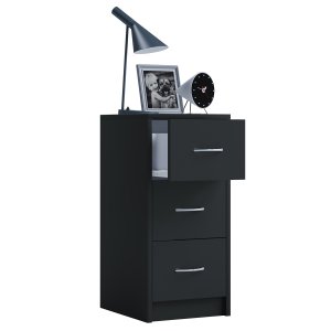 VCM NORDIC Boxal Maxi sängbord, med 3 ldor - svart trä