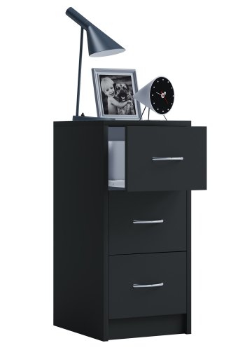 Boxal Maxi Nachttisch, m. 3 Schubladen - schwarzes Holz