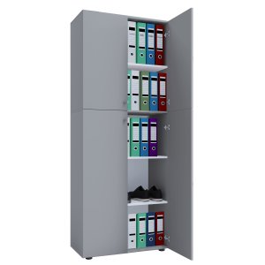 Lona skap, m. 4 drer og 4 hyller - grtt tre