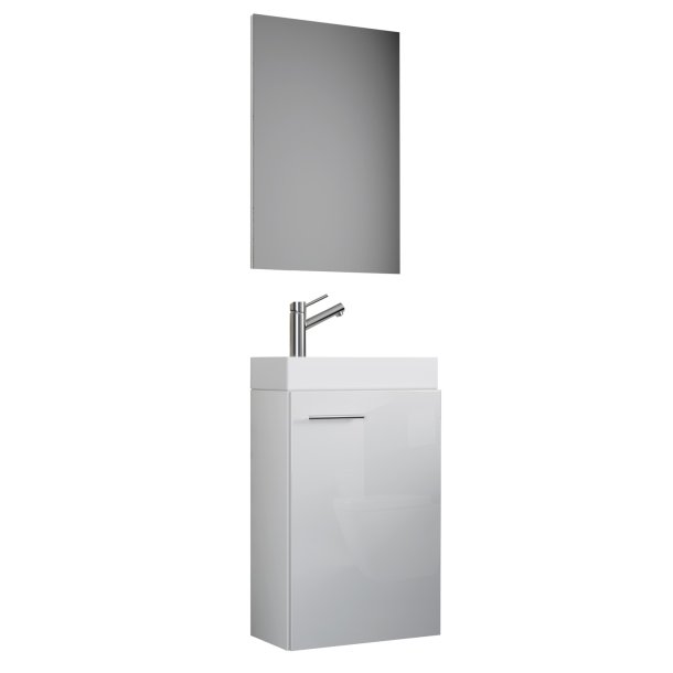 Slito badev�relsesm�bels�t - spejlglas, keramik og hvid tr�