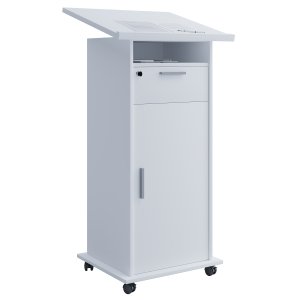 Meeta stende skrivebord, m. 1 dr og 1 skuff - hvitt tre