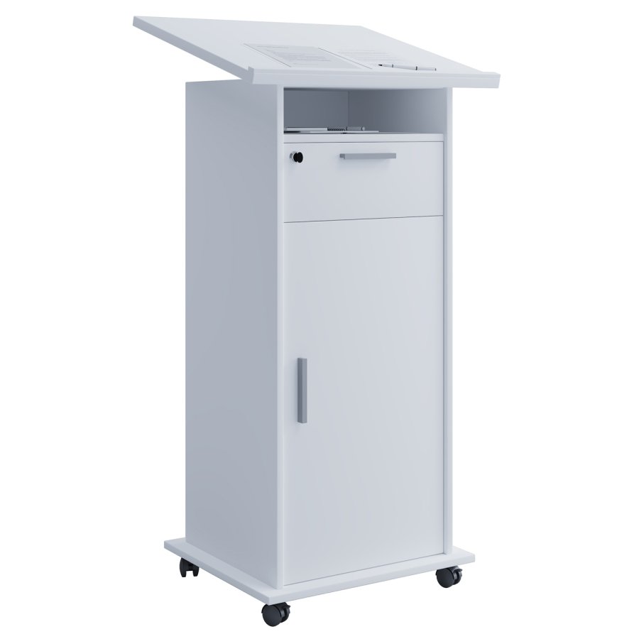 Meeta stende skrivebord, m. 1 dr og 1 skuff - hvitt tre