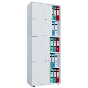 Lona XXL skap, m. 4 skyvedrer og 3 hyller - hvitt tre