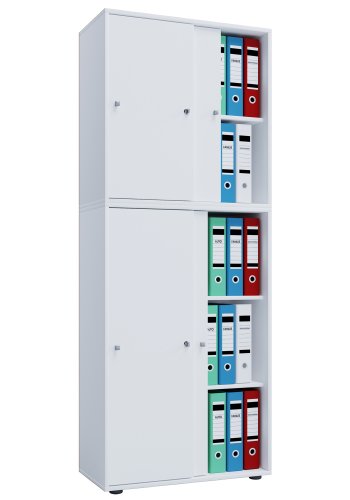 Lona XXL skap, m. 4 skyvedrer og 3 hyller - hvitt tre