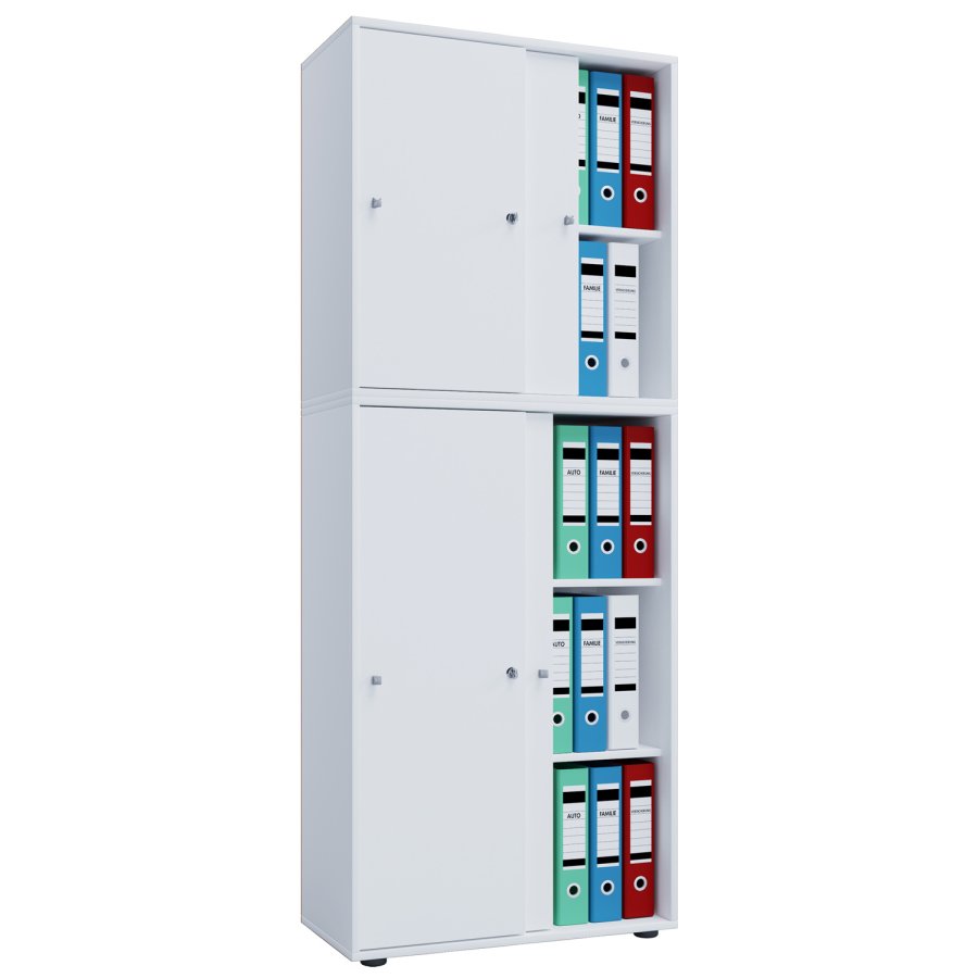 Lona XXL skap, m. 4 skyvedrer og 3 hyller - hvitt tre