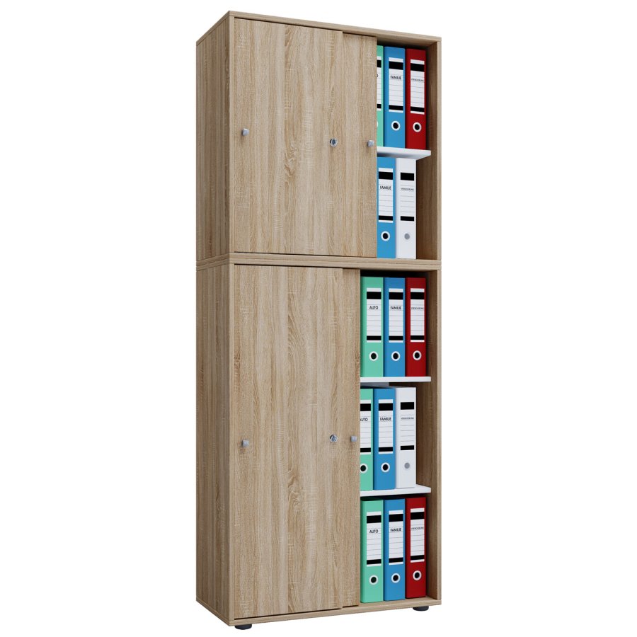 Lona XXL skap, m. 4 skyvedrer og 3 hyller - naturlig tre