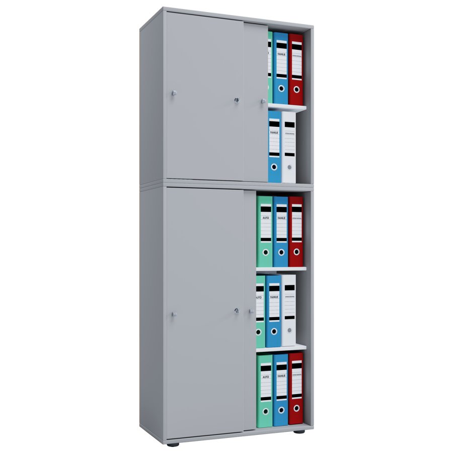 Lona XXL skap, m. 4 skyvedrer og 3 hyller - grtt tre