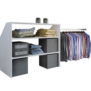 Dacho tjreol til skr vgge, m. 2 hylder og bjlestang - hvid tr