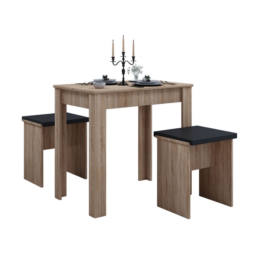 Esal L spisebordsett, m. 2 benker, uten puter - naturlig tre (80x50)