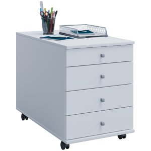 Lona Maxi skuffeseksjon, m. 4 hyller - hvitt tre