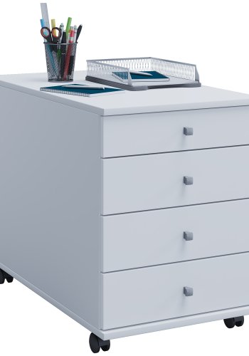 Lona Maxi skuffeseksjon, m. 4 hyller - hvitt tre