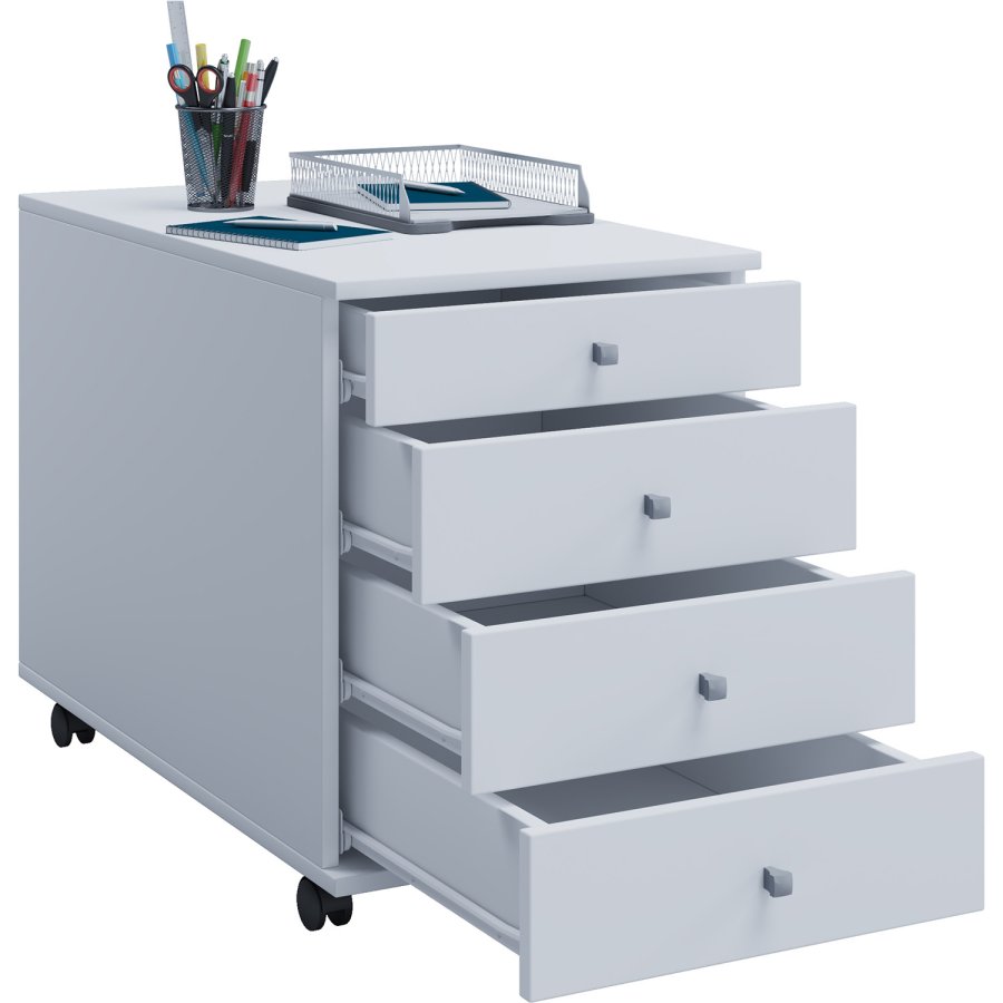 Lona Maxi skuffeseksjon, m. 4 hyller - hvitt tre