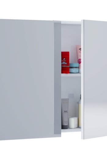 VCM NORDIC 1 Spiegelschrank Hängeschrank, m. 2 Türen und 1 Einlegeboden - Spiegelglas und weißes Melamin