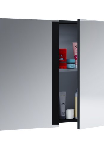 VCM NORDIC 1 speilskap overskap, m. 2 drer og 1 hylle - speilglass og sort melamin 