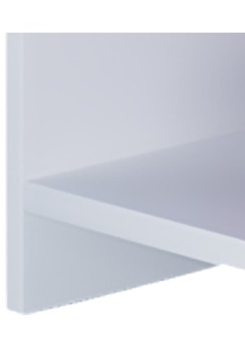 Tindus sofabord, m. 3 hyller og 1 skuff - hvit og sort tre