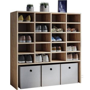 Hinsol XL skoskab, m. 20 hylder - natur tr