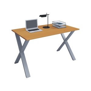 Lona X-feet skrivebord - natur tr og slvgr metal (80x50)