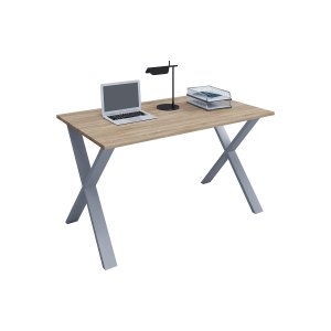 Lona X-feet skrivebord - natur tr og slvgr metal (80x50) 