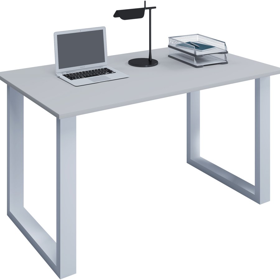 Lona U-ftter skrivebord - grtt tre og hvitt metall (110x50) 