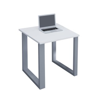 Lona U-feet skrivebord - hvid tr og slvgr metal (80x80) 