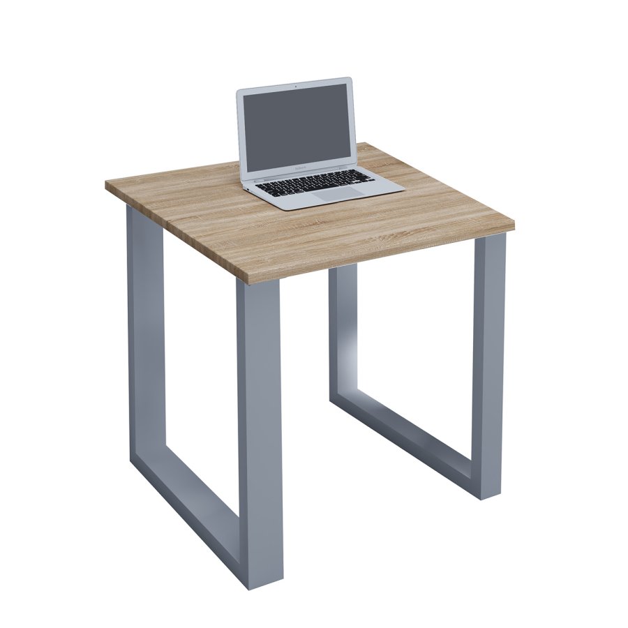 Lona U-foot skrivebord - naturlig tre og slvgr metall (80x80) 