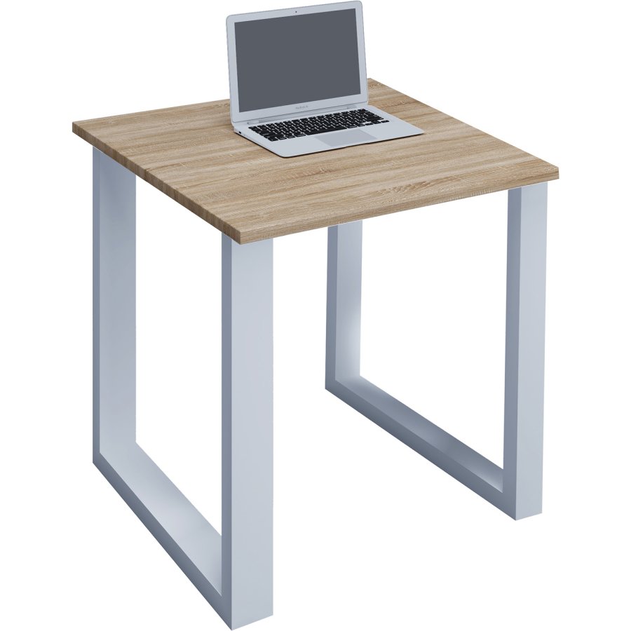 Lona U-ftter skrivebord - naturlig tre og hvitt metall (80x80) 