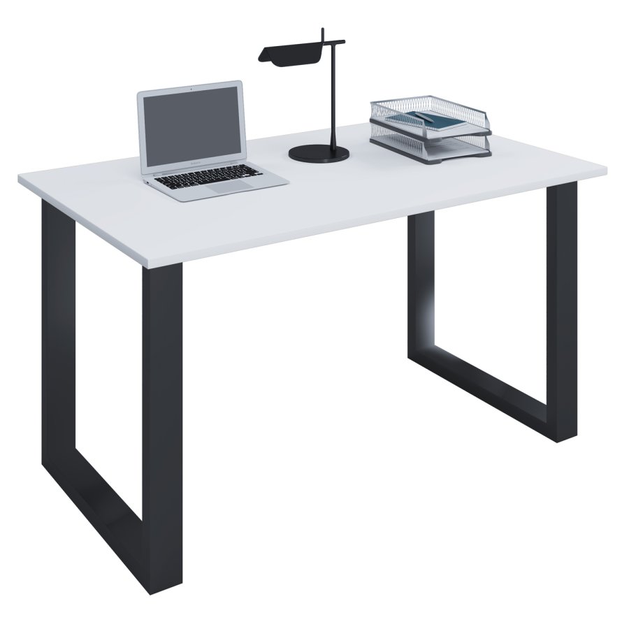 Lona U-ftter skrivebord - hvitt tre og svart metall (140x80) 