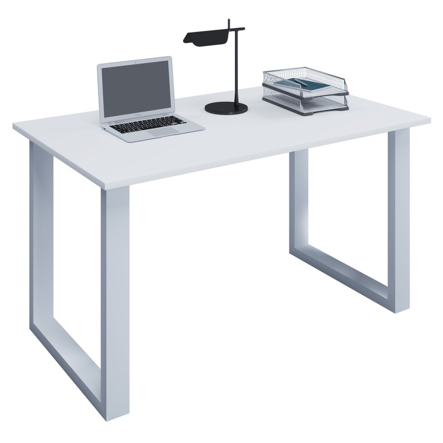 Lona U-ftter skrivebord - hvitt tre og metall (140x80) 