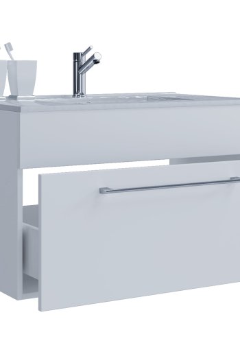 Badezimmermöbel-Set -  Keramik und weißes Melamin