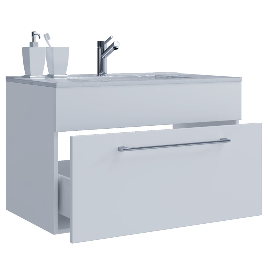 Badezimmermöbel-Set -  Keramik und weißes Melamin