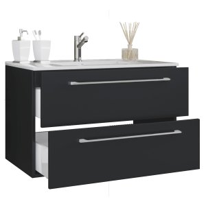 VCM NORDIC badrumsmöbler set - keramik och svart melamin