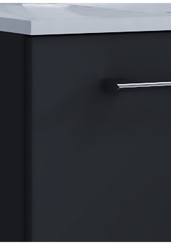 Badezimmermöbel-Set, mit Beinen - Keramik und schwarzes Melamin