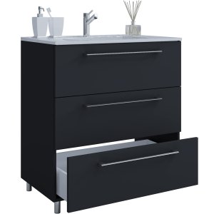 VCM NORDIC badrumsmbler set, med ben - keramik och svart melamin