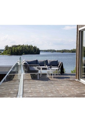 VENTURE DESIGN Roxo 2-pers. hjrne hagesofa - gr polyester og hvitt stl