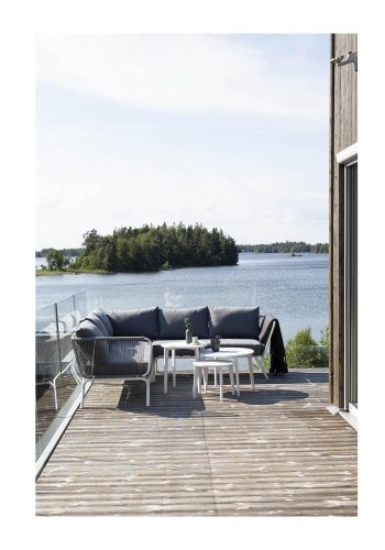 VENTURE DESIGN Roxo 2-pers. hjrne hagesofa - gr polyester og hvitt stl