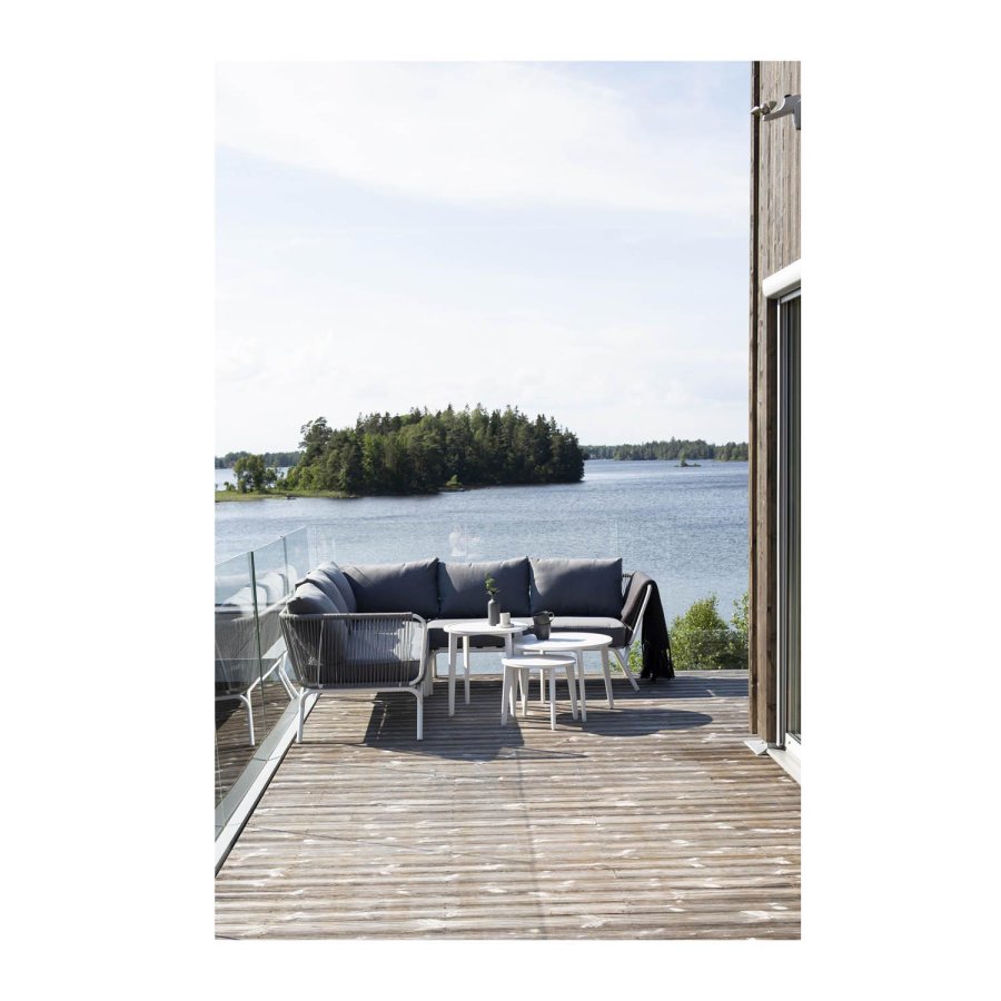 VENTURE DESIGN Roxo 2-pers. hjrne hagesofa - gr polyester og hvitt stl