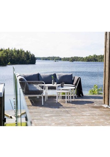 VENTURE DESIGN Roxo 2-pers. hjrne hagesofa - gr polyester og hvitt stl