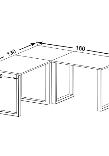 Lona U-foot hjrne skrivebord - hvitt tre og svart metall (160x130x50)